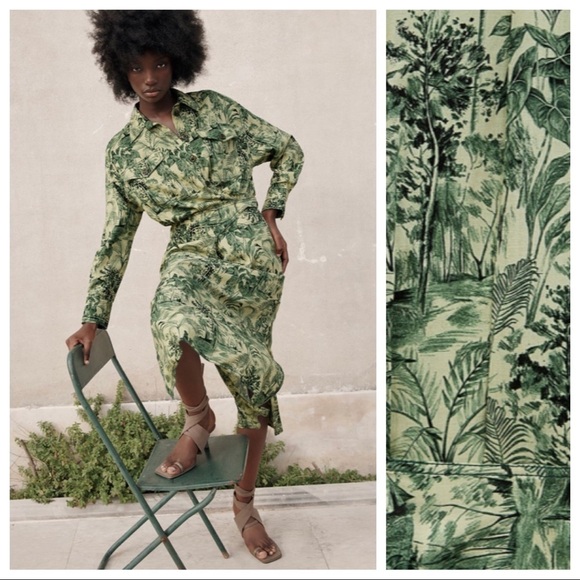 NWT. Zara Printed Wrap-Style Midi Dress. Size XS. - Picture 4 of 12